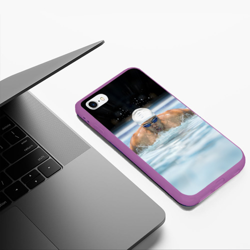Чехол для iPhone 6Plus/6S Plus матовый Плавание | Пловец, цвет фиолетовый - фото 5
