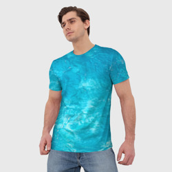 Мужская футболка 3D Голубой океан Голубая вода - фото 2
