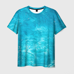 Мужская футболка 3D Голубой океан Голубая вода