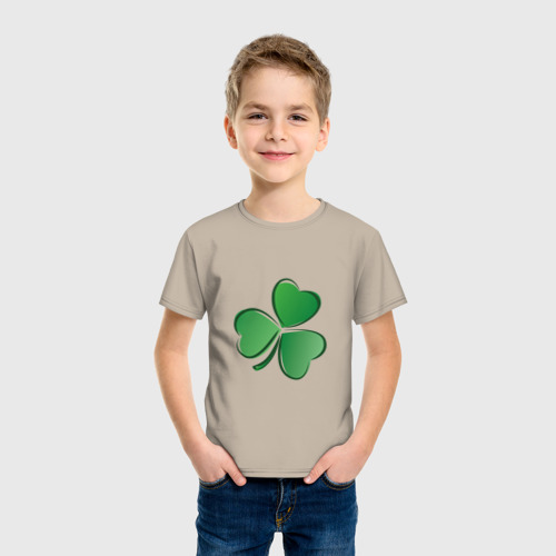 Детская футболка хлопок с принтом Ирландский Клевер (День Св Патрика), фото на моделе #1