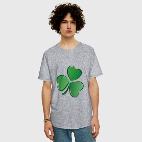 Мужская футболка хлопок Oversize с принтом Ирландский Клевер (День Св Патрика), фото на моделе #1