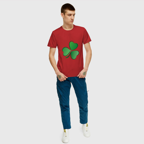 Мужская футболка хлопок Ирландский Клевер (День Св. Патрика), цвет красный - фото 5