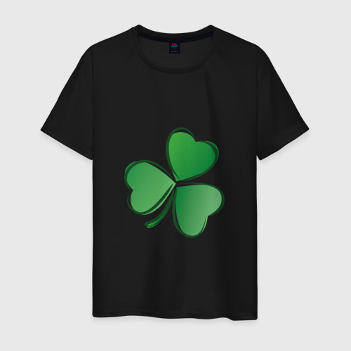 Мужская футболка хлопок Ирландский Клевер День Св. Патрика, цвет черный