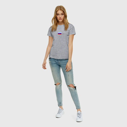 Женская футболка хлопок с принтом ФЛАГ РОССИИ | МИНИМАЛИЗМ, вид сбоку #3