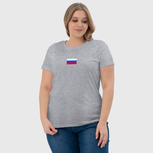 Женская футболка хлопок с принтом ФЛАГ РОССИИ | МИНИМАЛИЗМ, фото #4