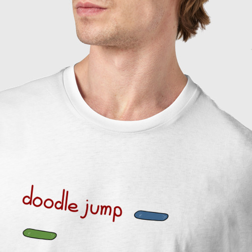Мужская футболка хлопок Игра Doodle Jump, цвет белый - фото 6