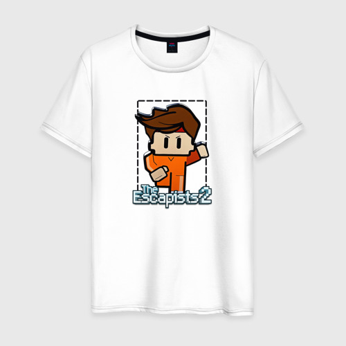 Мужская футболка из хлопка с принтом The Escapists 2 Fugitive, вид спереди №1