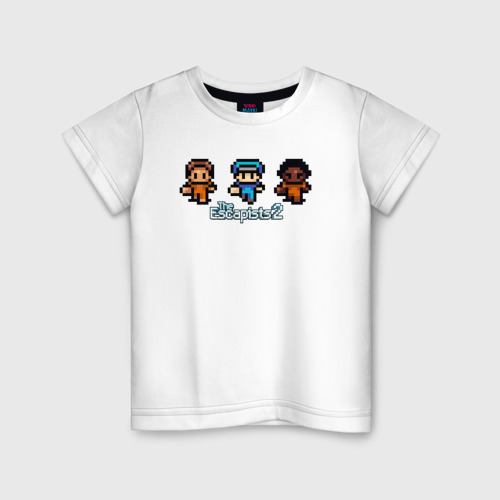 Детская футболка из хлопка с принтом Characters The Escapists 2, вид спереди №1