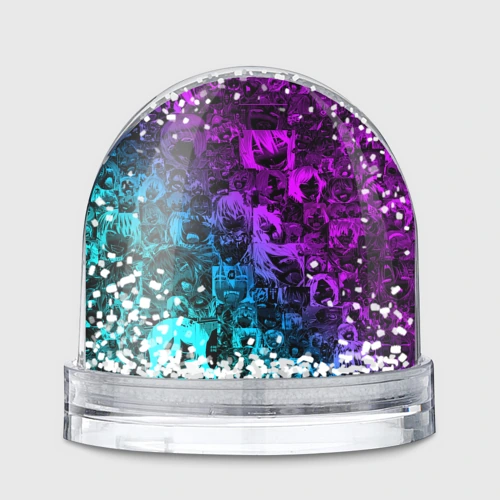 Игрушка Снежный шар Ahegao neon girl неоновый ахегао
