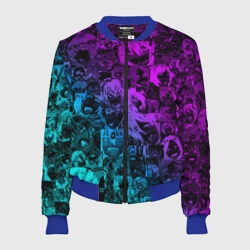 Женский бомбер 3D Ahegao neon girl неоновый ахегао