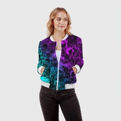 Женский бомбер 3D Ahegao neon girl неоновый ахегао - фото 2