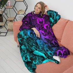 Плед с рукавами Ahegao neon girl неоновый ахегао - фото 2