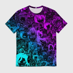 Мужская футболка 3D Ahegao neon girl неоновый ахегао