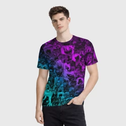 Мужская футболка 3D Ahegao neon girl неоновый ахегао - фото 2