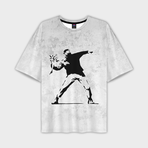 Мужская футболка oversize 3D Banksy бунт Riot Бэнкси, цвет 3D печать
