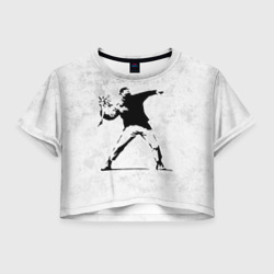 Женская футболка Crop-top 3D Banksy бунт Riot Бэнкси