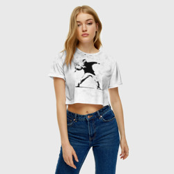 Женская футболка Crop-top 3D Banksy бунт Riot Бэнкси - фото 2