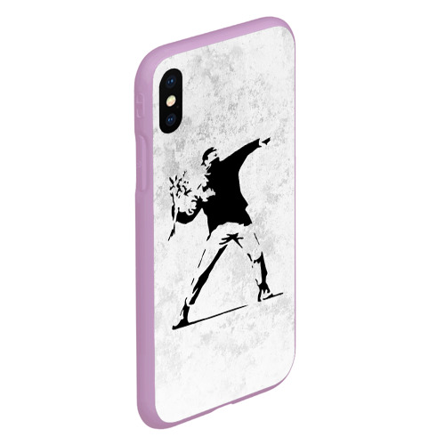 Чехол для iPhone XS Max матовый Banksy бунт Riot Бэнкси, цвет сиреневый - фото 3