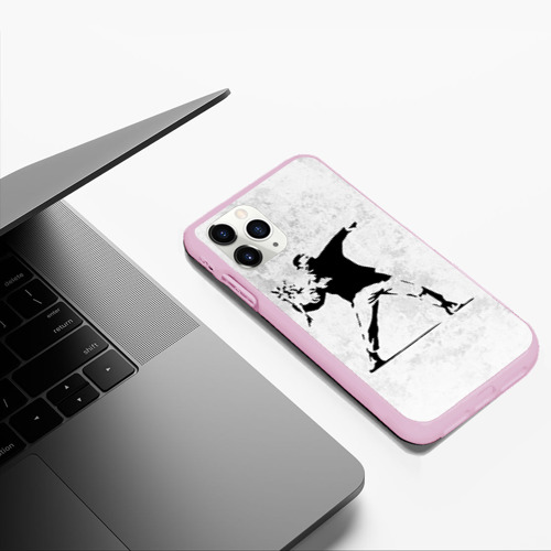 Чехол для iPhone 11 Pro Max матовый Banksy бунт Riot Бэнкси, цвет розовый - фото 5