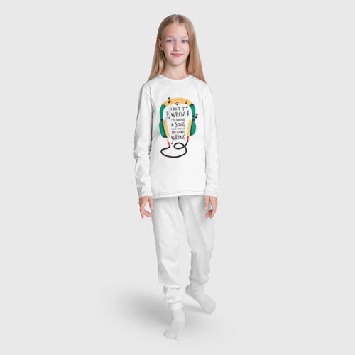 Детская пижама с лонгсливом хлопок Наушники и ноты, цвет белый - фото 5