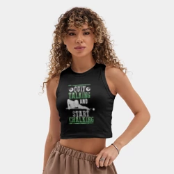 Женская укороченная майка-топ хлопок Хорош болтать, натирай мелок - фото 2