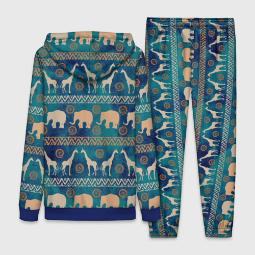 Женский костюм 3D Жирафы и слоны, цвет синий - фото 2