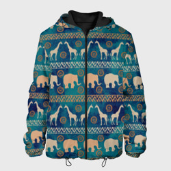 Мужская куртка 3D Жирафы и слоны