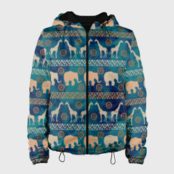 Женская куртка 3D Жирафы и слоны