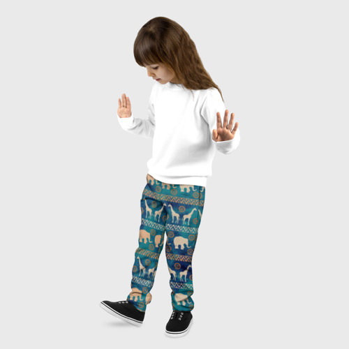 Детские брюки 3D с принтом Жирафы и слоны, фото на моделе #1