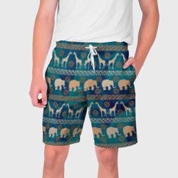 Мужские шорты 3D Жирафы и слоны