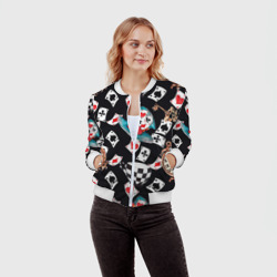 Женский бомбер 3D Алиса в стране чудес - карты - фото 2