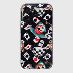 Чехол для iPhone 15 Pro Max силиконовый с защитой камеры Алиса в стране чудес - карты