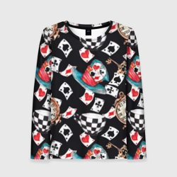 Женский лонгслив 3D Алиса в стране чудес - карты