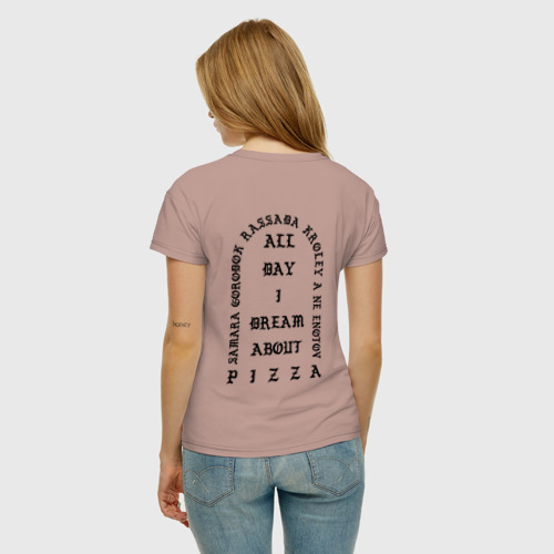 Женская футболка хлопок с принтом FEEL LIKE VALERA, вид сзади #2