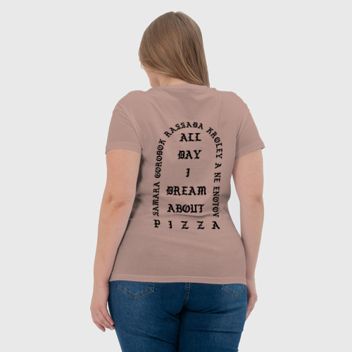 Женская футболка хлопок с принтом FEEL LIKE VALERA, вид сзади #2
