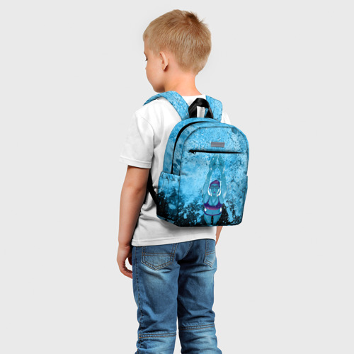 Детский рюкзак 3D с принтом Спортивное плавание | Голубая вода, фото на моделе #1