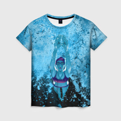 Женская футболка 3D Спортивное плавание Голубая вода