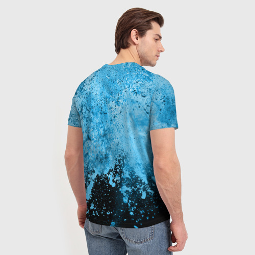 Мужская футболка 3D с принтом Спортивное плавание | Голубая вода, вид сзади #2