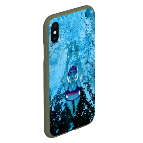 Чехол для iPhone XS Max матовый с принтом Спортивное плавание | Голубая вода, вид сбоку #3