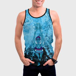 Мужская майка 3D Спортивное плавание Голубая вода - фото 2