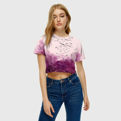 Женская футболка Crop-top 3D Птицы на небе - фото 2