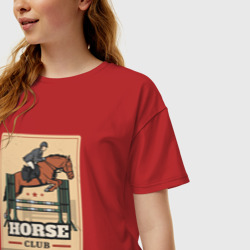 Женская футболка хлопок Oversize Конный спорт Horse club - фото 2