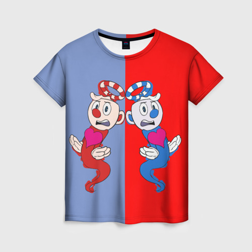 Женская футболка 3D с принтом Cuphead  and Magmen\Cuphead Show, вид спереди #2