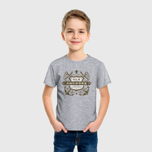 Детская футболка хлопок Якорь винтаж, цвет меланж - фото 3