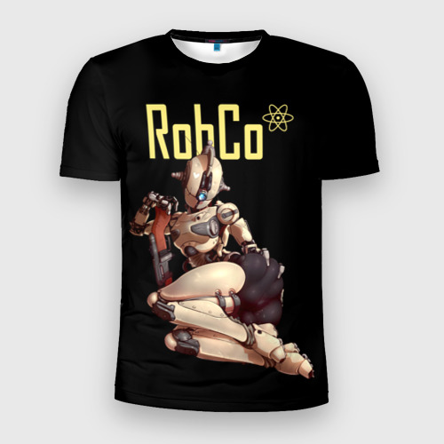 Мужская футболка 3D Slim с принтом Fallout - RobCo, вид спереди #2