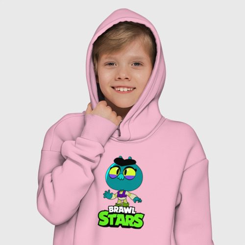 Детское худи Oversize хлопок Ева Brawl Stars EVE, цвет светло-розовый - фото 12