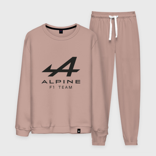 Мужской костюм хлопок с принтом Alpine F1 team | Black Logo, вид спереди #2