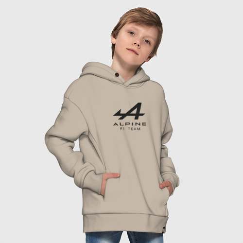 Детское худи Oversize хлопок Alpine F1 team Black Logo, цвет миндальный - фото 9