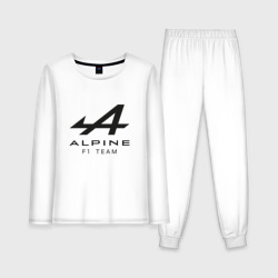 Женская пижама с лонгсливом хлопок Alpine F1 team Black Logo