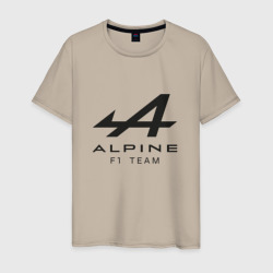 Мужская футболка хлопок Alpine F1 team Black Logo